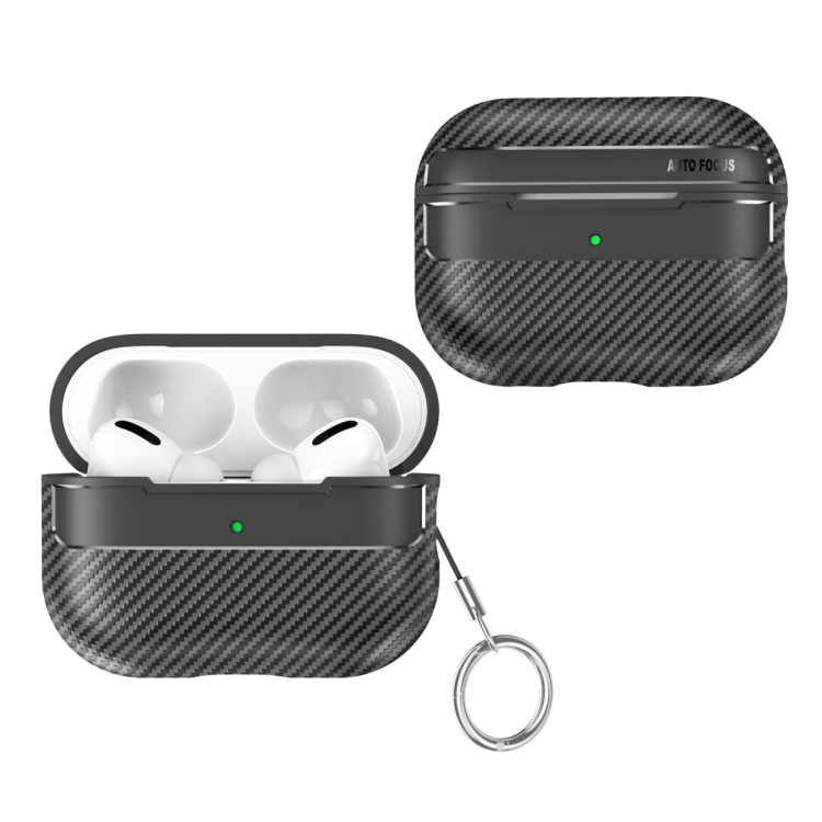Para AirPods Pro 2 Funda protectora para auriculares anticaída con textura  de fibra de carbono (negro)