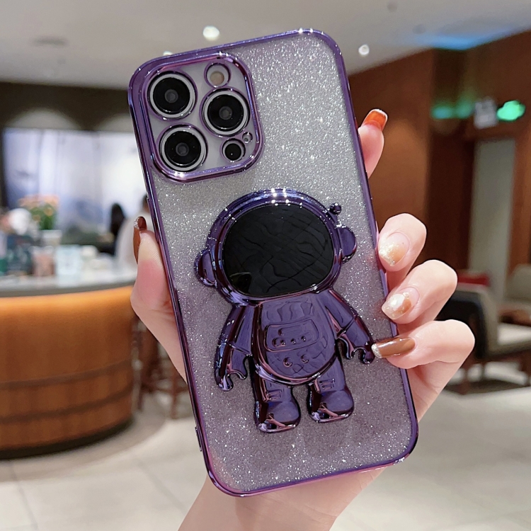 For iPhone 14 Pro Max Astronaut Holder Gradient Glitter Powder