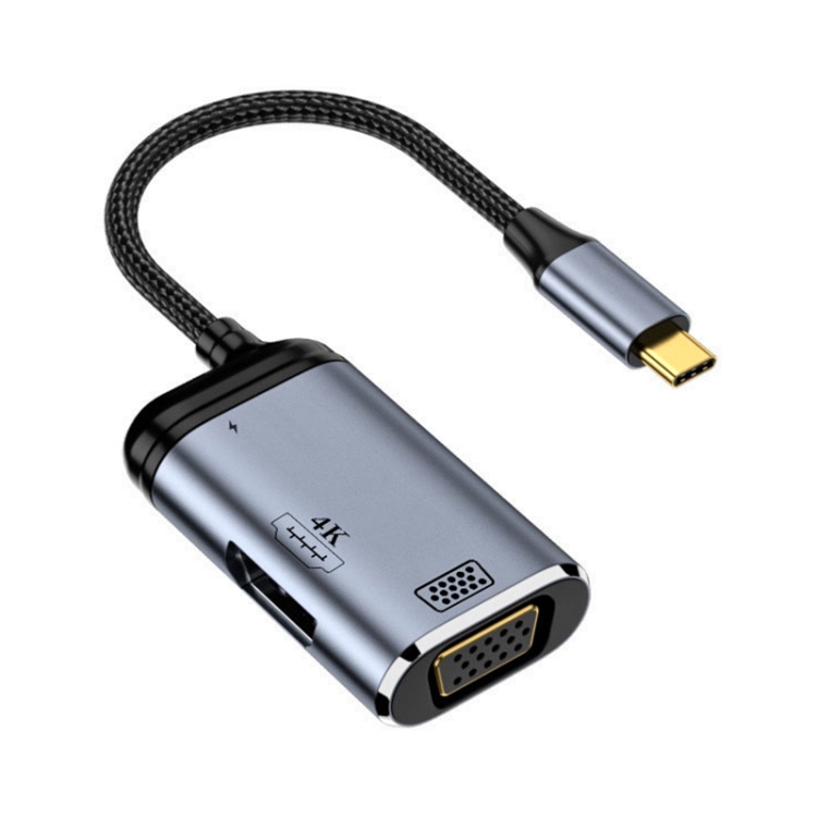 Y001 3 in 1 USBC/TypeC to VGA+HDMI+USBC/TypeC Audio Adapter Cable