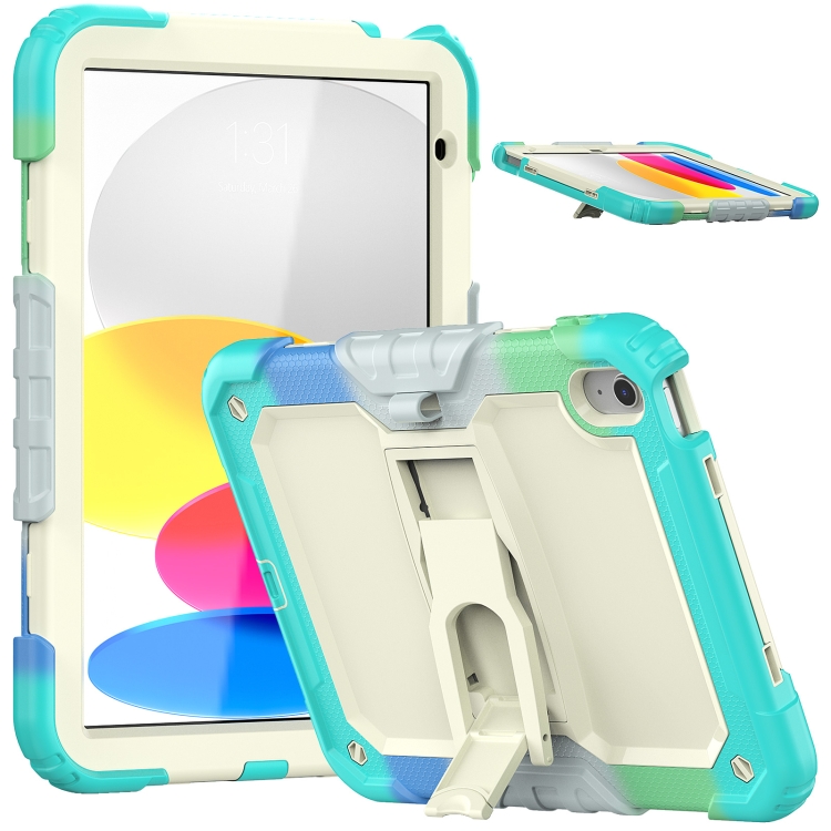 Pour iPad 10e génération 10.9 2022 Silicone antichoc + étui de protection  pour PC (camouflage bleu