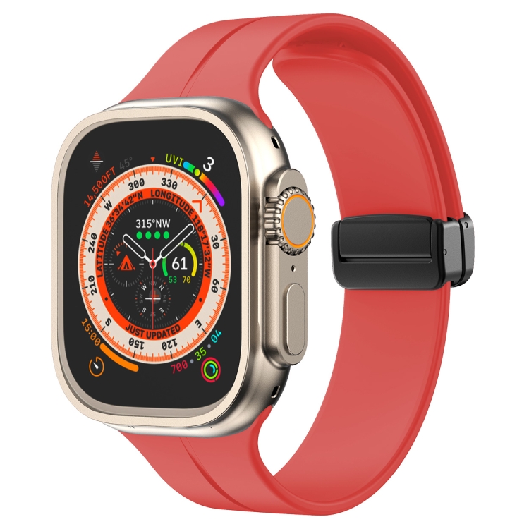 Einfarbiges Silikon-Uhrenarmband mit Magnetschnalle für Apple