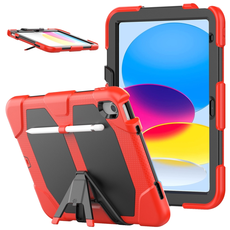 Per iPad 10th Gen 10.9 2022 Custodia rigida in silicone per tablet PC con  supporto (rosso)