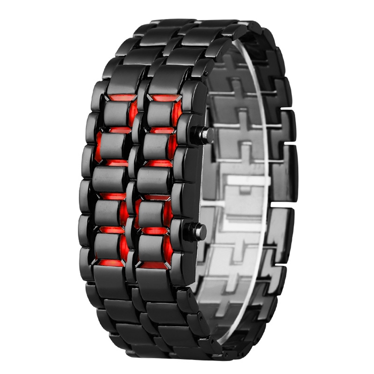 Men's Lava Style Stainless Steel Watch Red Blue LED Digital Watch Black  Bracelet Watch - Walmart.com