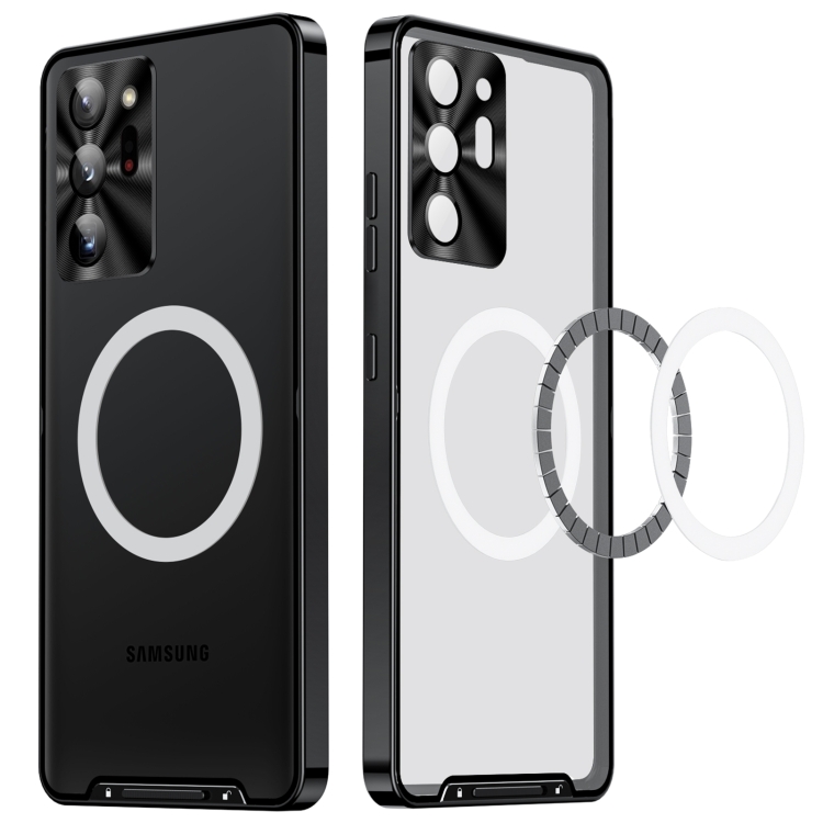 MAKAVO Magnetic for Samsung Galaxy Z Fold 5 Case [Compatible with MagSafe]  Slim Translucent Matte Hard Back & Soft Black Bumper, Military Grade Drop
