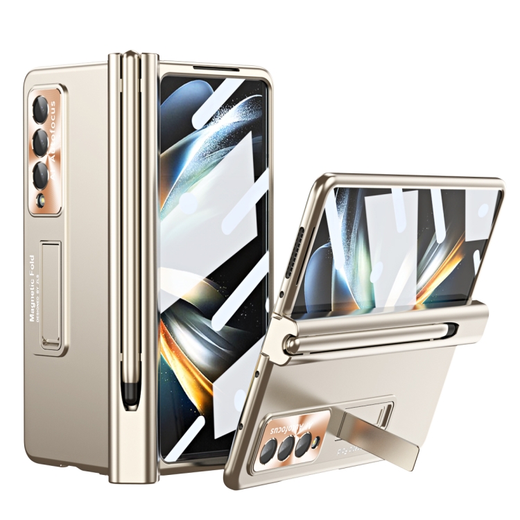 Custodia per telefono pieghevole con cerniera ondulata galvanica per  Samsung Galaxy Z Fold4 con slot per