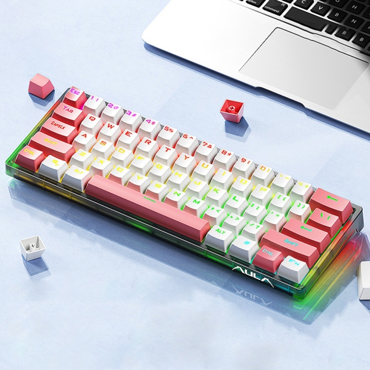 AULA F3261 Wireless Bluetooth Threemode Mechanical Keyboard(Pink)