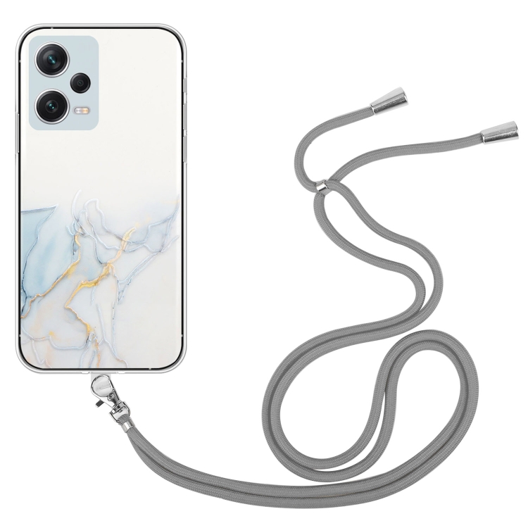 Para iPhone 15 Plus Hollow Marble Pattern TPU Funda para teléfono a prueba  de golpes con cuerda (negro)