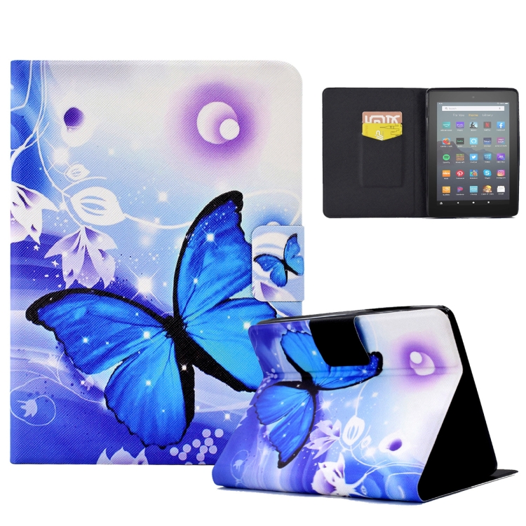 Pour  Kindle Youth Version 2022 tension dessin couleur Smart étui en  cuir pour tablette (papillon