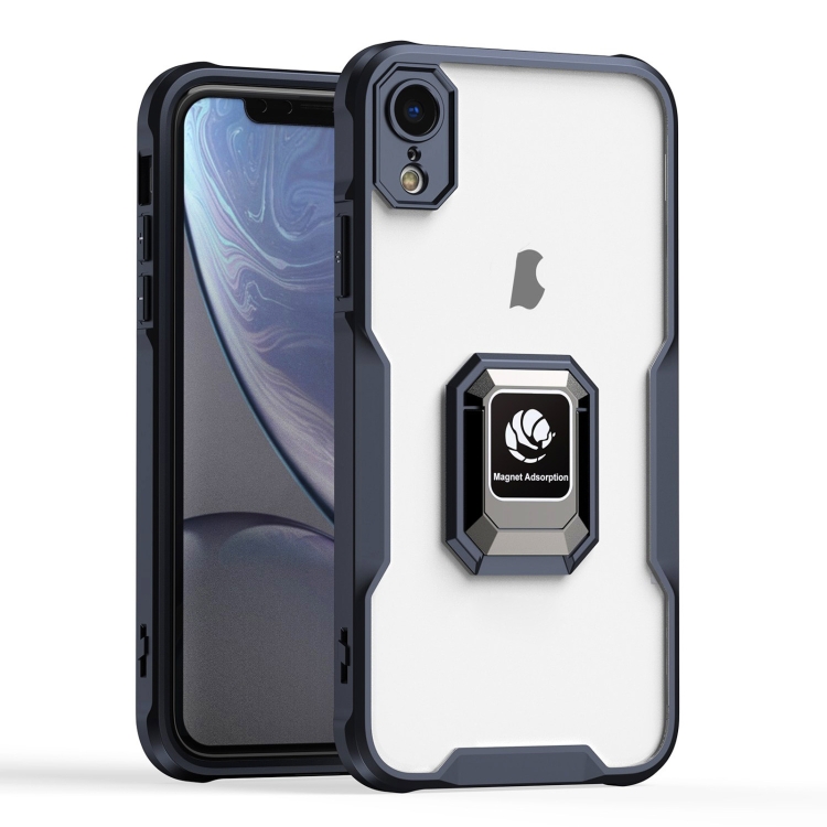 For iPhone XR Armor Shockproof Magnetic Ring Phone Case Black