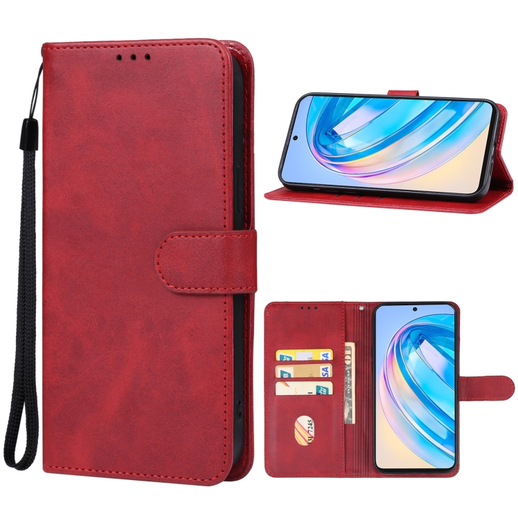 For Honor X8a Leather Phone Case(Red)