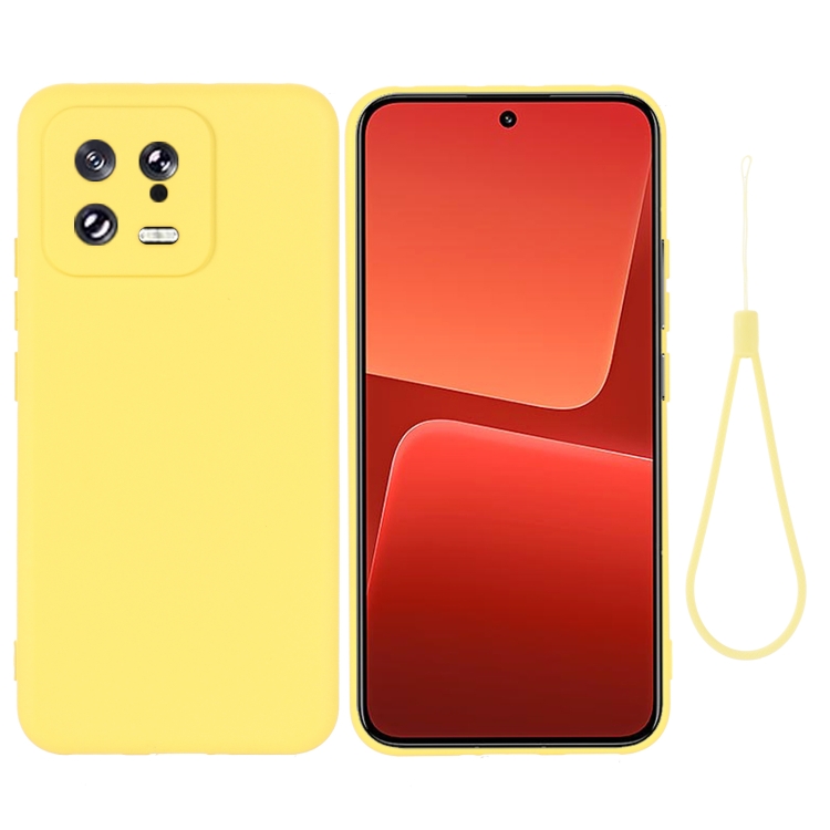 For Xiaomi 13 Pure Color Liquid Silicone Shockproof Phone Case(Yellow)