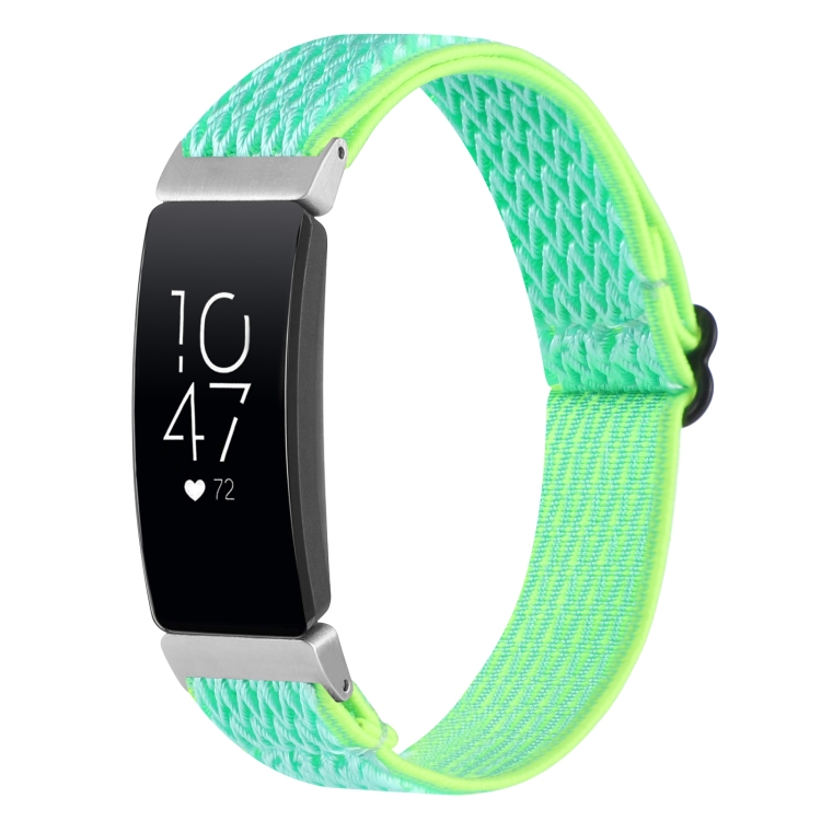 适用于Fitbit Inspire 2 卡扣波浪纹编织尼龙表带（薄荷绿）