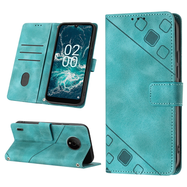 scherp Sovjet spuiten For Nokia C200 Skin-feel Embossed Leather Phone Case(Green)