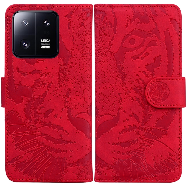 Para Xiaomi 13T / 13T Pro Funda de teléfono de cuero con costuras en  relieve (rojo)