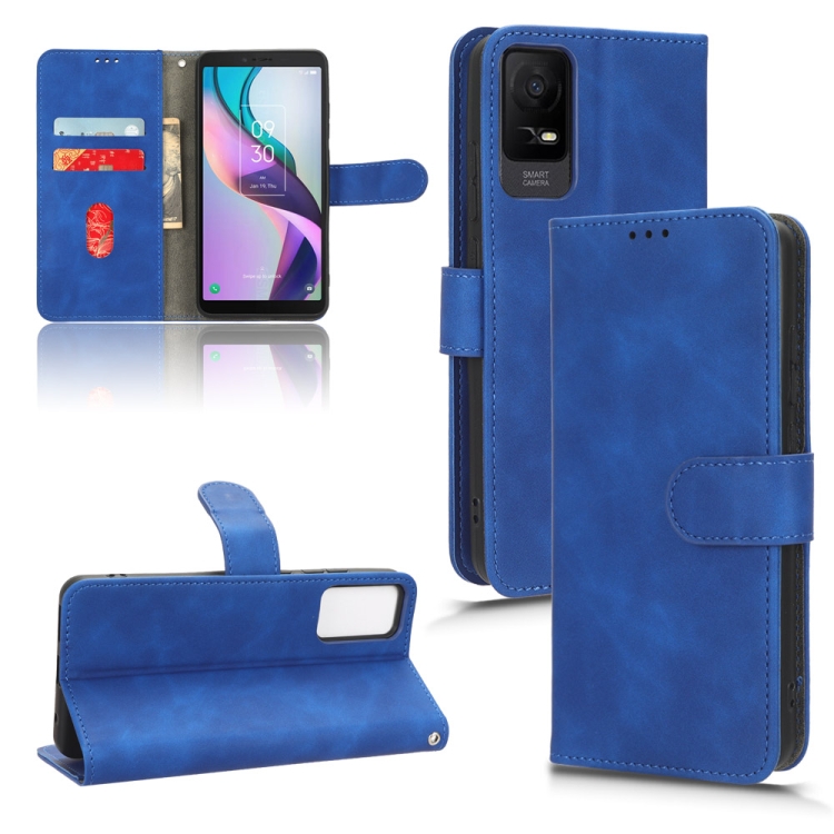 For TCL ION X Skin Feel Magnetic Flip Leather Phone Case Blue