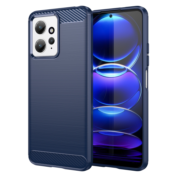 For Xiaomi Redmi Note 12 4G Global Brushed Texture Carbon Fiber TPU Phone  Case(Blue)