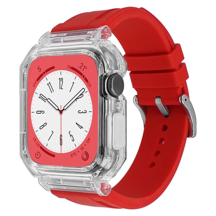 Crystal Clear Polycarbonate Case Silicone Watch Band For Apple