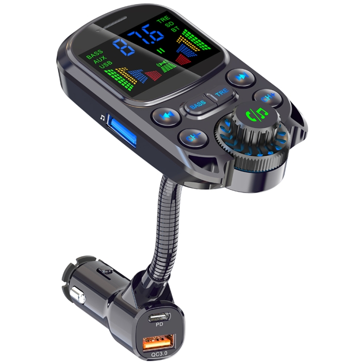 Carregador Isqueiro do Carro QC3.0 / Transmissor FM Bluetooth com RGB  BC49AQ - Preto