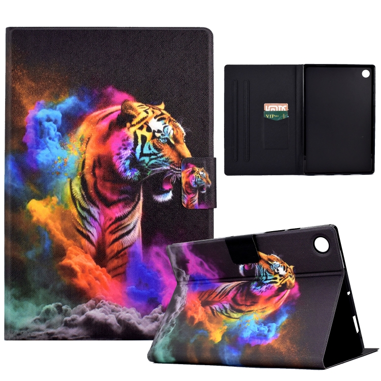 Custodia per tablet in pelle intelligente con disegno colorato per Lenovo  Tab M10 Plus (tigre)