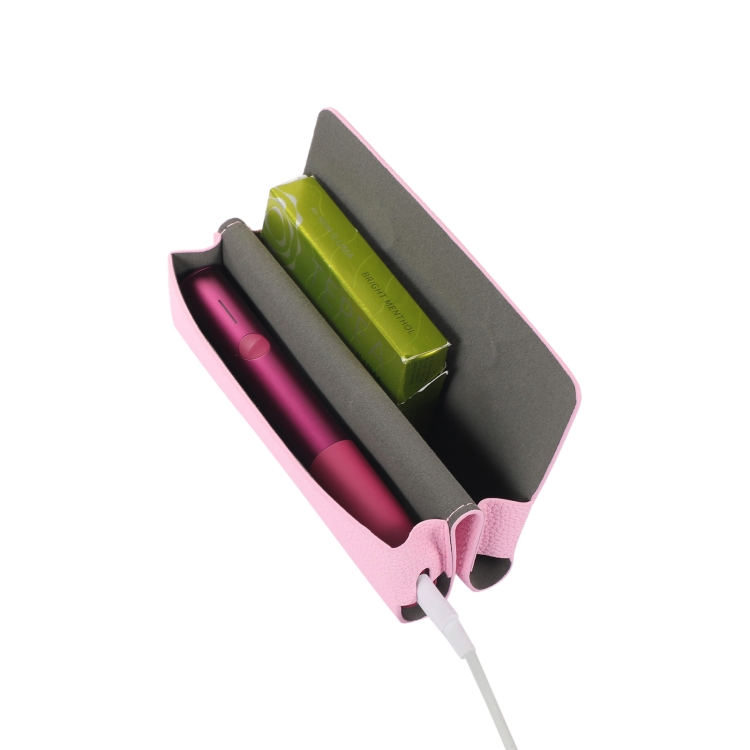 Für IQOS ILUMA ONE Aufbewahrungstasche aus Leder mit Litchi-Muster für  elektronische Zigaretten (Rosa)