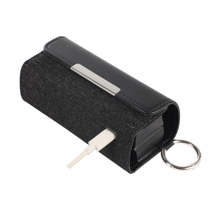 Per IQOS ILUMA Custodia portatile per sigaretta elettronica a colori  contrastanti con anello per appenderla (nero