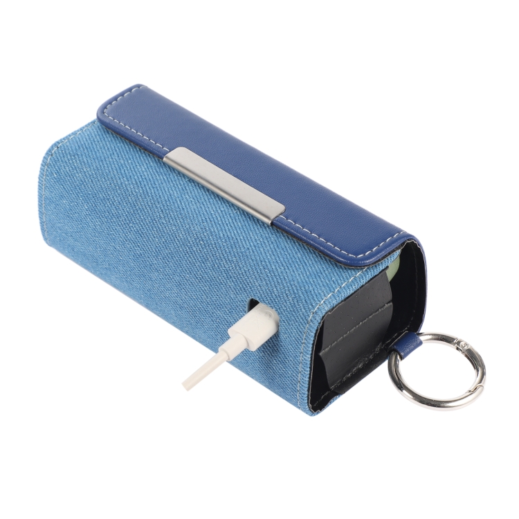 Per IQOS ILUMA Custodia portatile per sigarette elettroniche a colori  contrastanti con anello per appenderla (blu