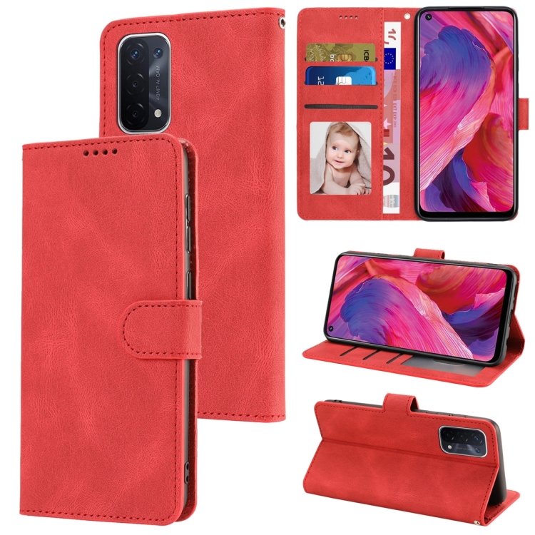 Custodia OPPO A54 5G/A74 5G/A93 5G Cover, Custodia Portafoglio in Pelle Sintetica con TPU Antiurto, Supporto Stand, Slot per Schede e Protezione Custodia per OPPO A54 5G/A74 5G/A93 5G, Rosa rossa