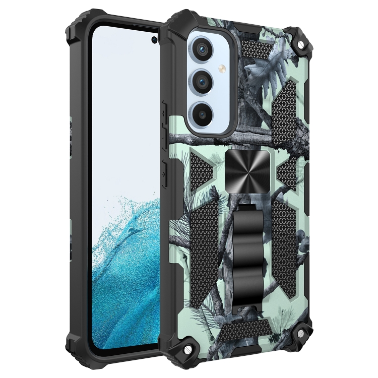 Google Pixel 8 Pro Camouflage Armor Kickstand TPU + PC Magnetic Phone Case  - Mint Green