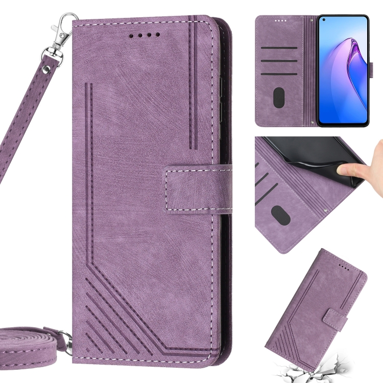 For OPPO A78 4G Skin Feel Sun Flower Embossed Flip Leather Phone Case with  Lanyard(Dark Purple)