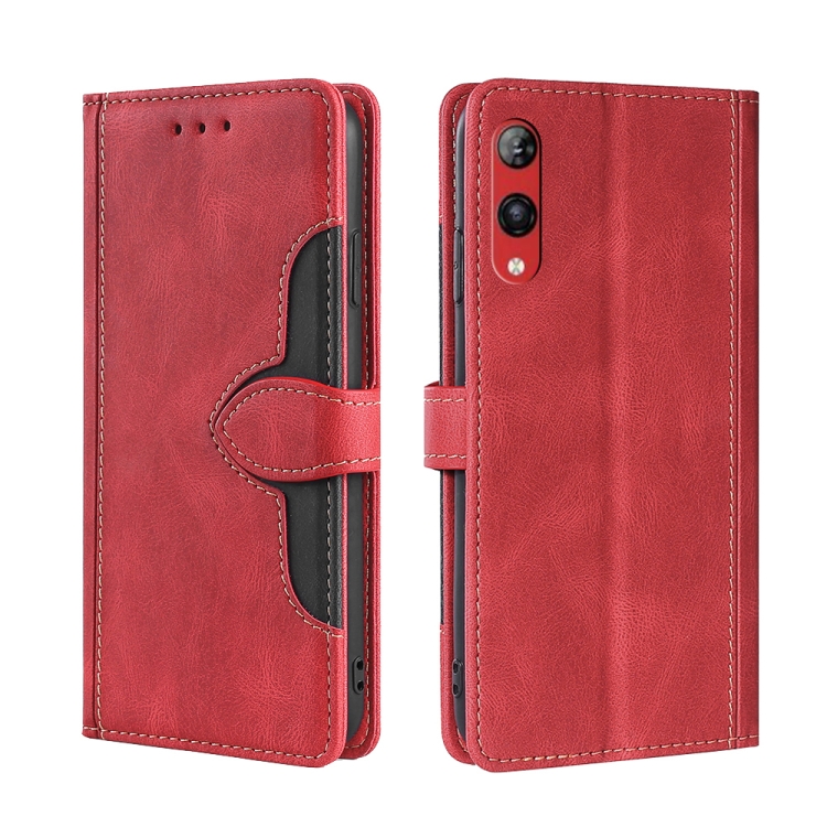 For Rakuten Hand 4G Skin Feel Magnetic Buckle Leather Phone Case(Red)