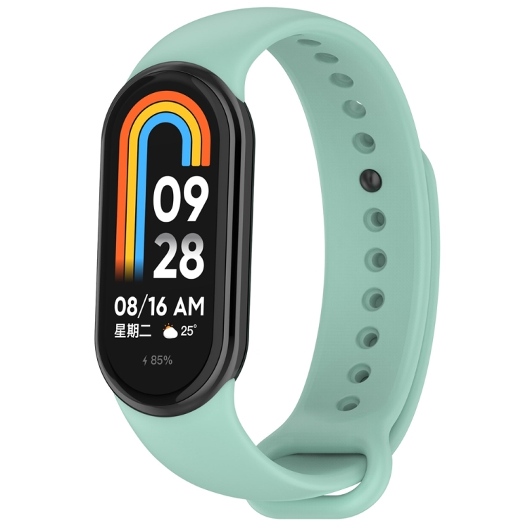 For Xiaomi Mi Band 8 Active Solid Color Integrated Silicone Watch Band(Teal  Green)