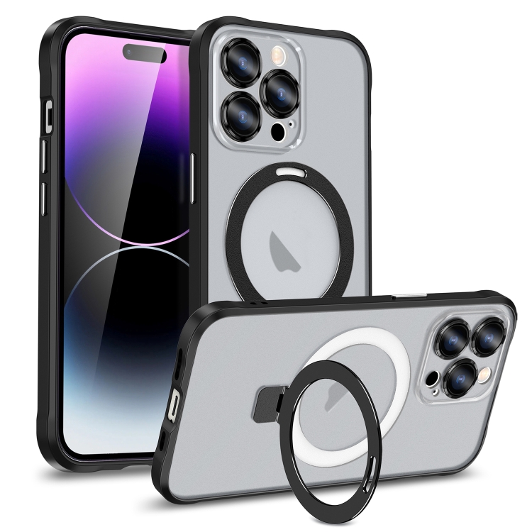 Para iPhone 11 Pro Max Metal Eyes Series MagSafe Funda para teléfono con  soporte magnético (Negro)
