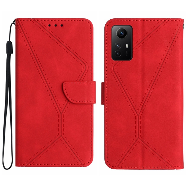 Para Xiaomi Redmi Note 12S Estuche para teléfono de cuero con costuras en  relieve (Rojo)