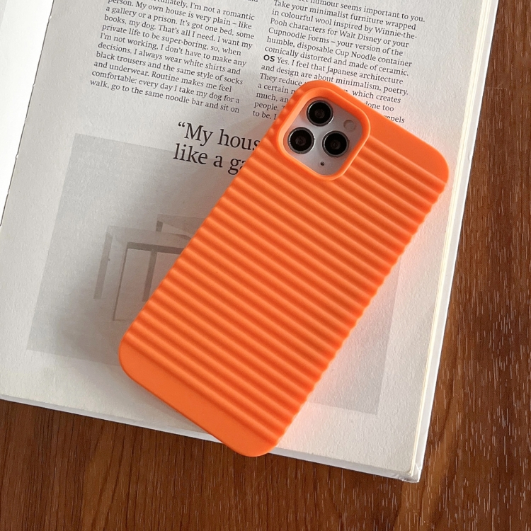 For iPhone 12 Pro Stripe Pattern Cooling TPU Phone Case Orange