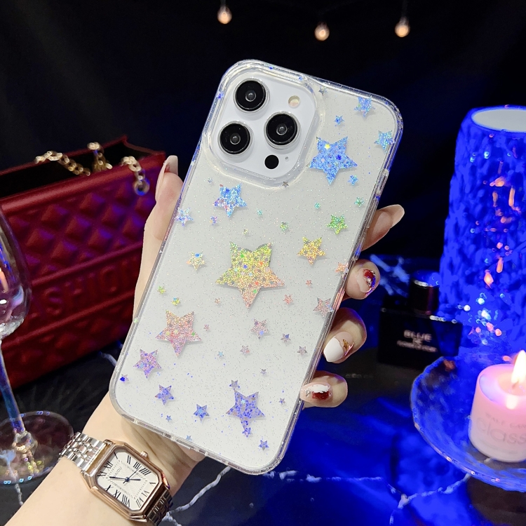 For iPhone 15 Pro Max 14 Plus 13 Bling Glitter Powder Star Clear