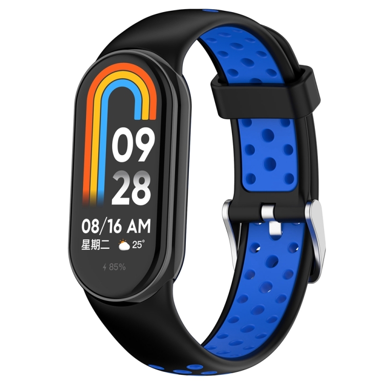  Paquete de 5 bandas deportivas para Mi Band 4 y Mi Band 3  bandas, correas de repuesto de silicona suave para Xiaomi Mi Band 4 y 3  Fitness Tracker (negro, azul