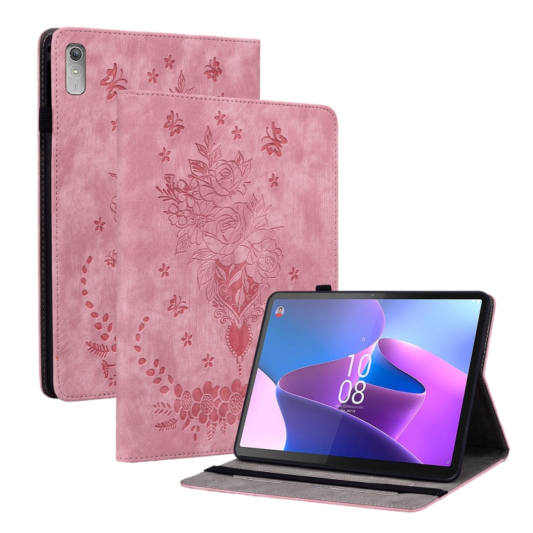 For Lenovo Tab P11 Gen 2 11.5 Butterfly Rose Embossed Leather Tablet Case (Pink)