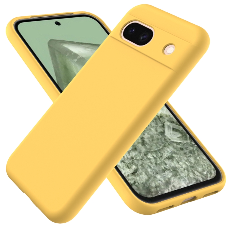 Google Pixel 8 Pure Color Liquid Silicone Shockproof Phone Case - Yellow
