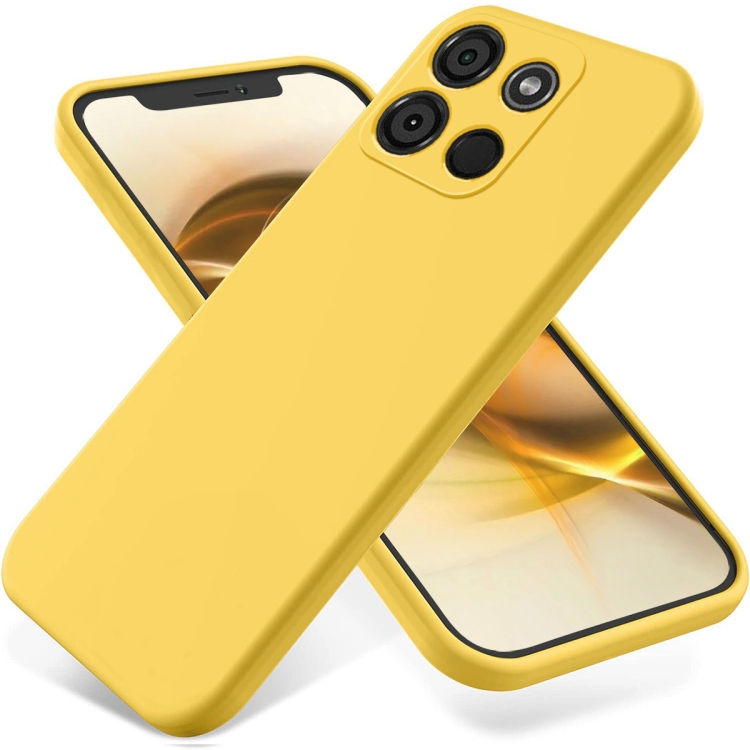 Pour étui de téléphone antichoc en silicone liquide de couleur pure Itel  A60 (jaune)