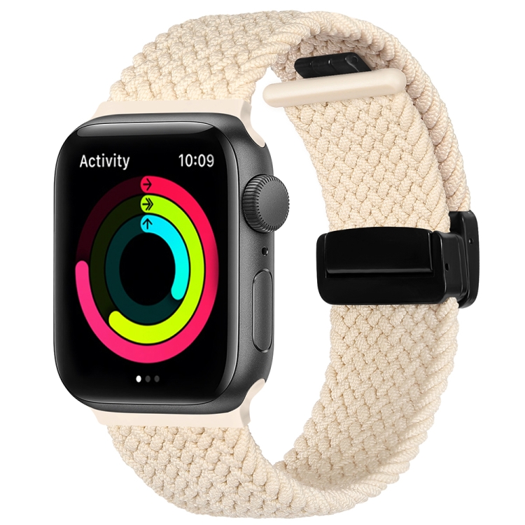 Magnetic Fold Clasp Woven Watch Band For Apple Watch SE 2022 44mm