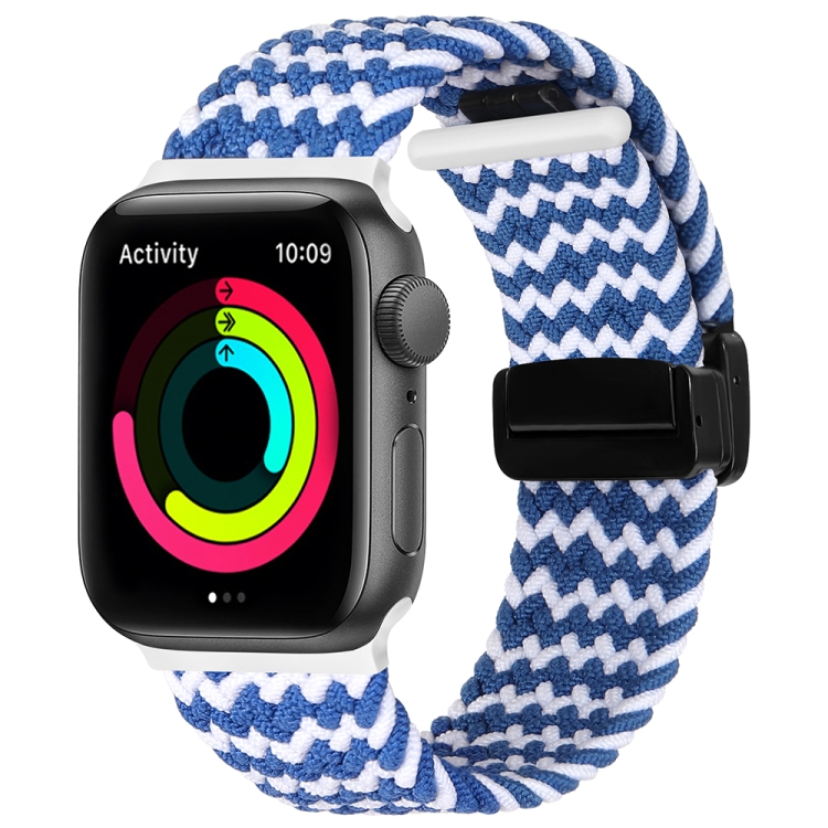 Magnetic Fold Clasp Woven Watch Band For Apple Watch 2 38mm(Blue