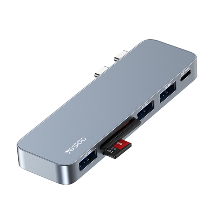 Yesido HB10 6 in 1 Porte USB-C / Type-C Adattatore HUB docking station  multifunzionale