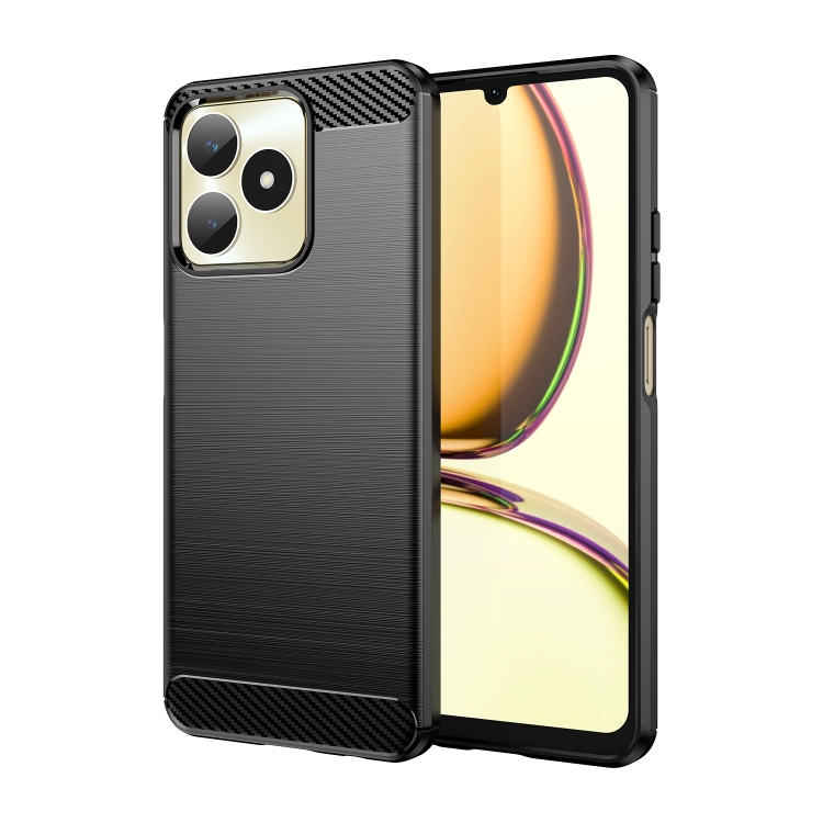 For Realme C53 Brushed Texture Carbon Fiber TPU Phone Case(Black)