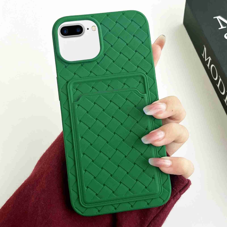 For iPhone 8 Plus 7 Plus Weave Texture Card Slot Skin Feel Phone