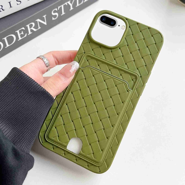 For iPhone 8 Plus 7 Plus Weave Texture Card Slot Skin Feel Phone