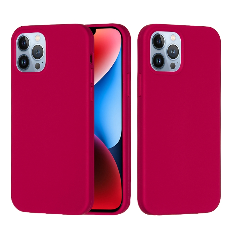 Custodia per telefono in silicone tinta unita per iPhone 15 Pro Max (rosa  rossa)