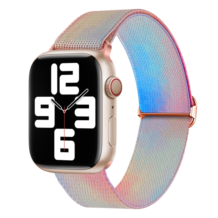 Per Apple Watch 7 41mm Cinturino di ricambio in nylon con motivo dipinto  (Symphony Aurora)