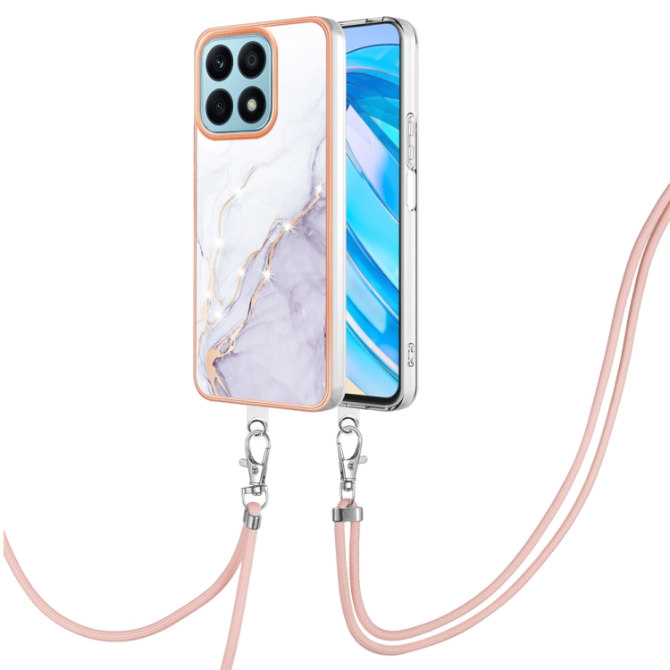 Для Honor X8a Гальванический мраморный двухсторонний чехол для телефона ...