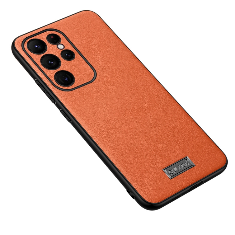 For Samsung Galaxy S24 Ultra 5G SULADA Shockproof TPU + Handmade Leather  Phone Case(Orange)