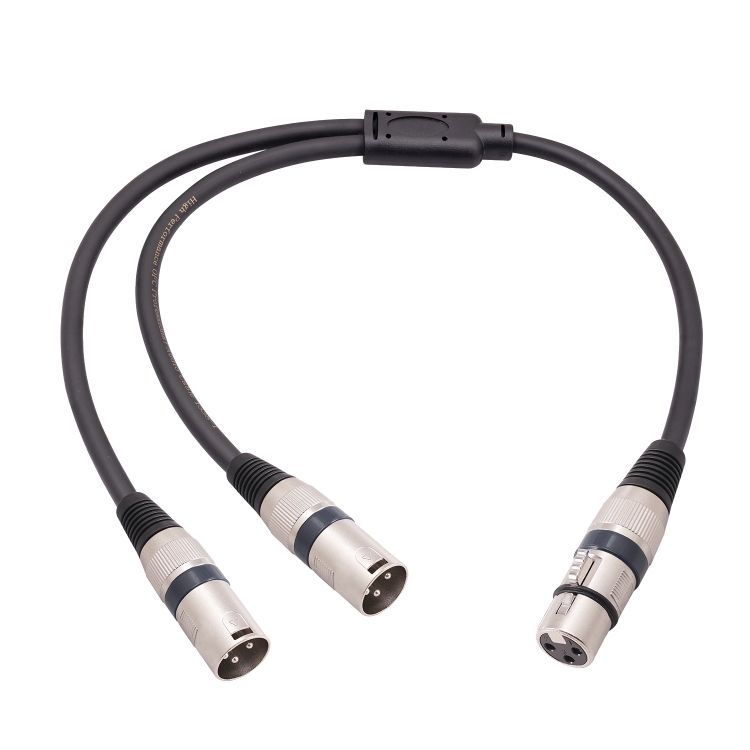 2055YMMF05 XLR 3pin Female to Dual Male Audio Cable, Length 50cm(Black)
